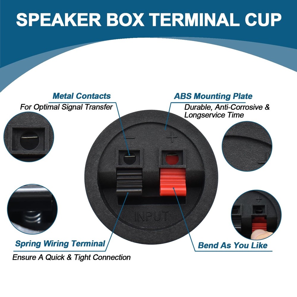 UBANU Speaker Box Terminal Cup, 2 Pack Round Spring Subwoofer -2.18IN