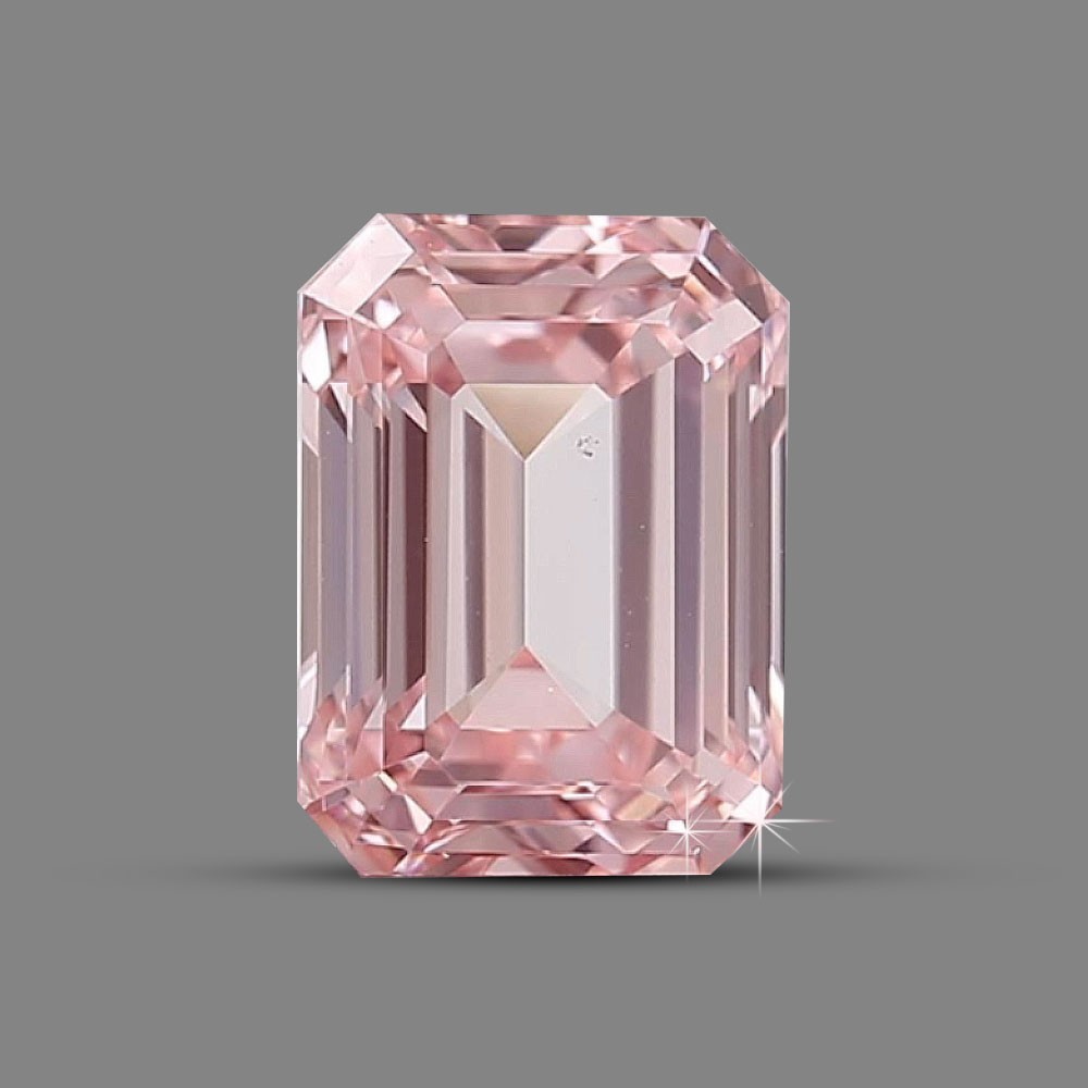Pink Emerald Cut Lab Created Diamond IGI Certified
