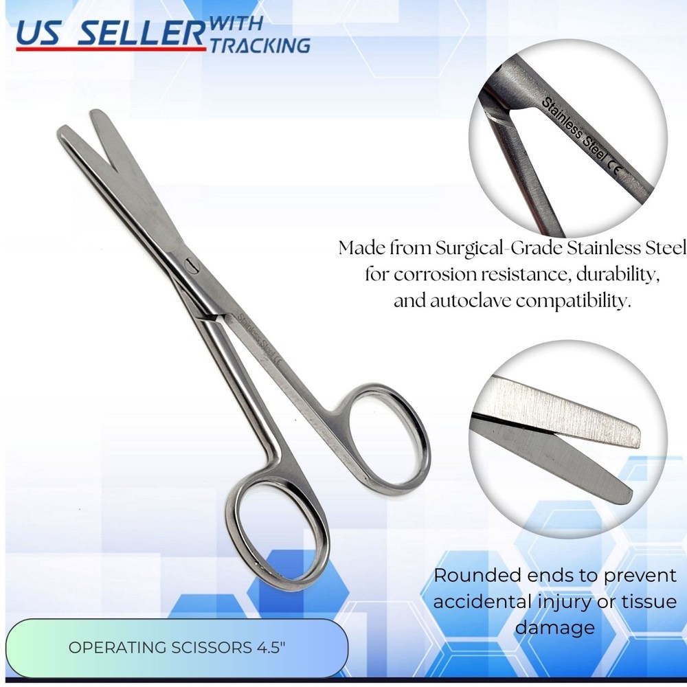 Operating Dissecting Surgical Scissors 4.5" Straight Sharp Blunt Blades