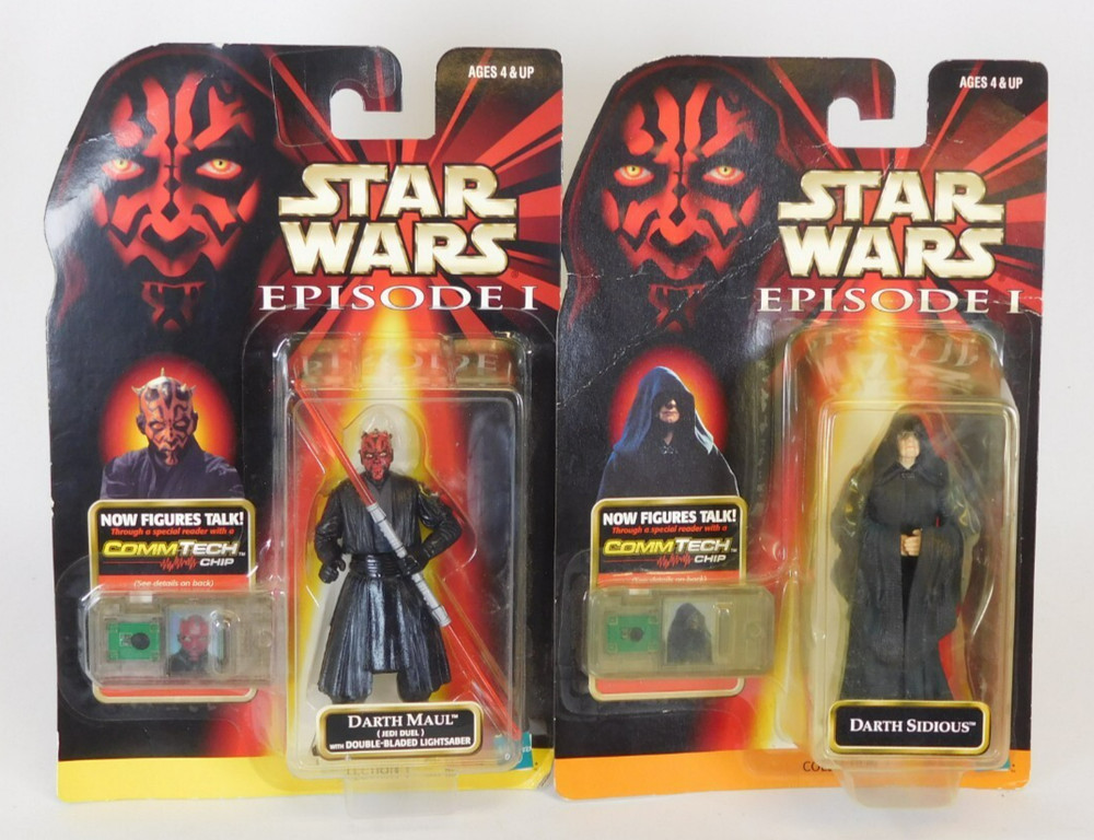 1998 Hasbro Star Wars Episode 1 Darth Maul  Sidious Action Figures w/CommTech