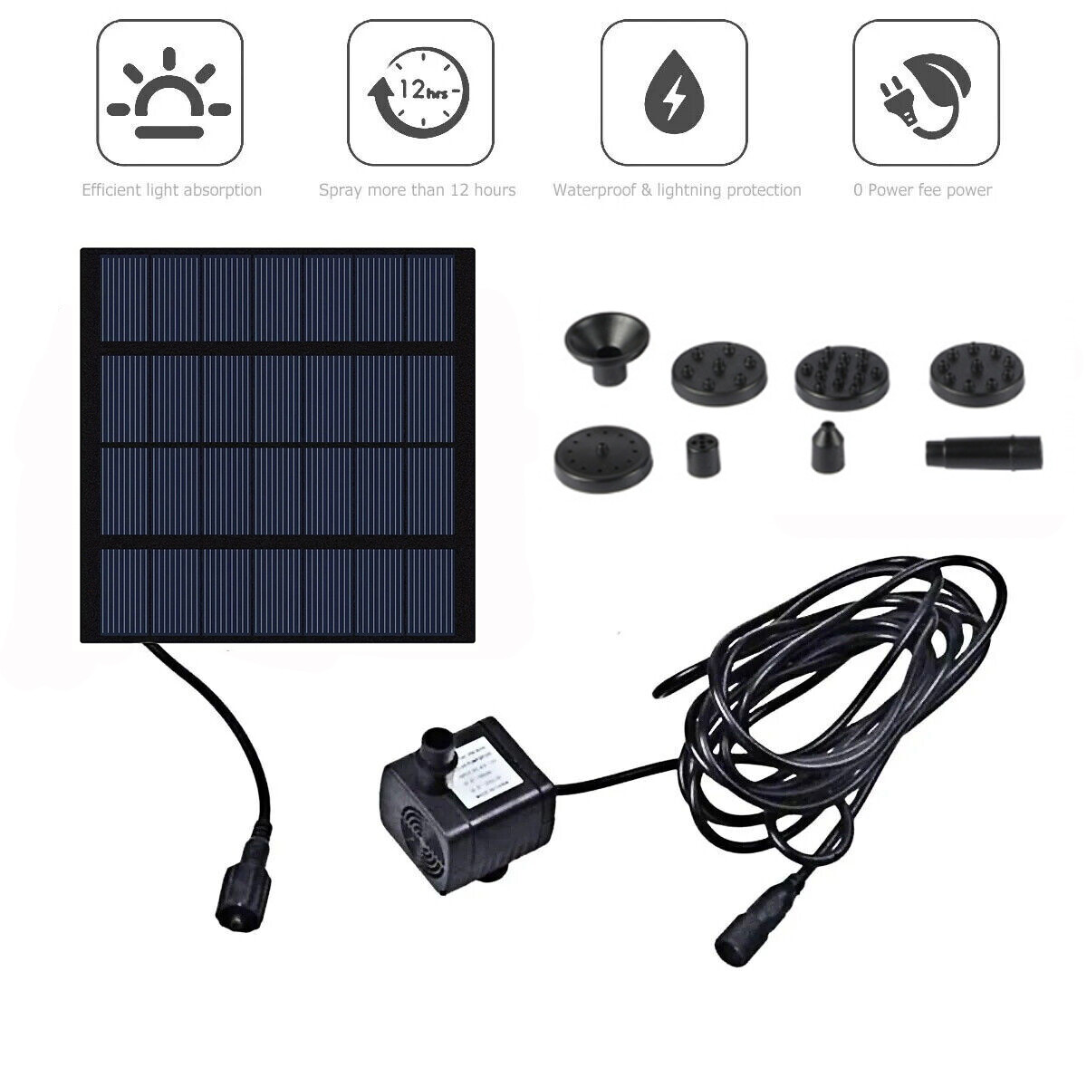 Solar Power Fountain Submersible Floating Water Pump Bird Bath Pond Garden Decor