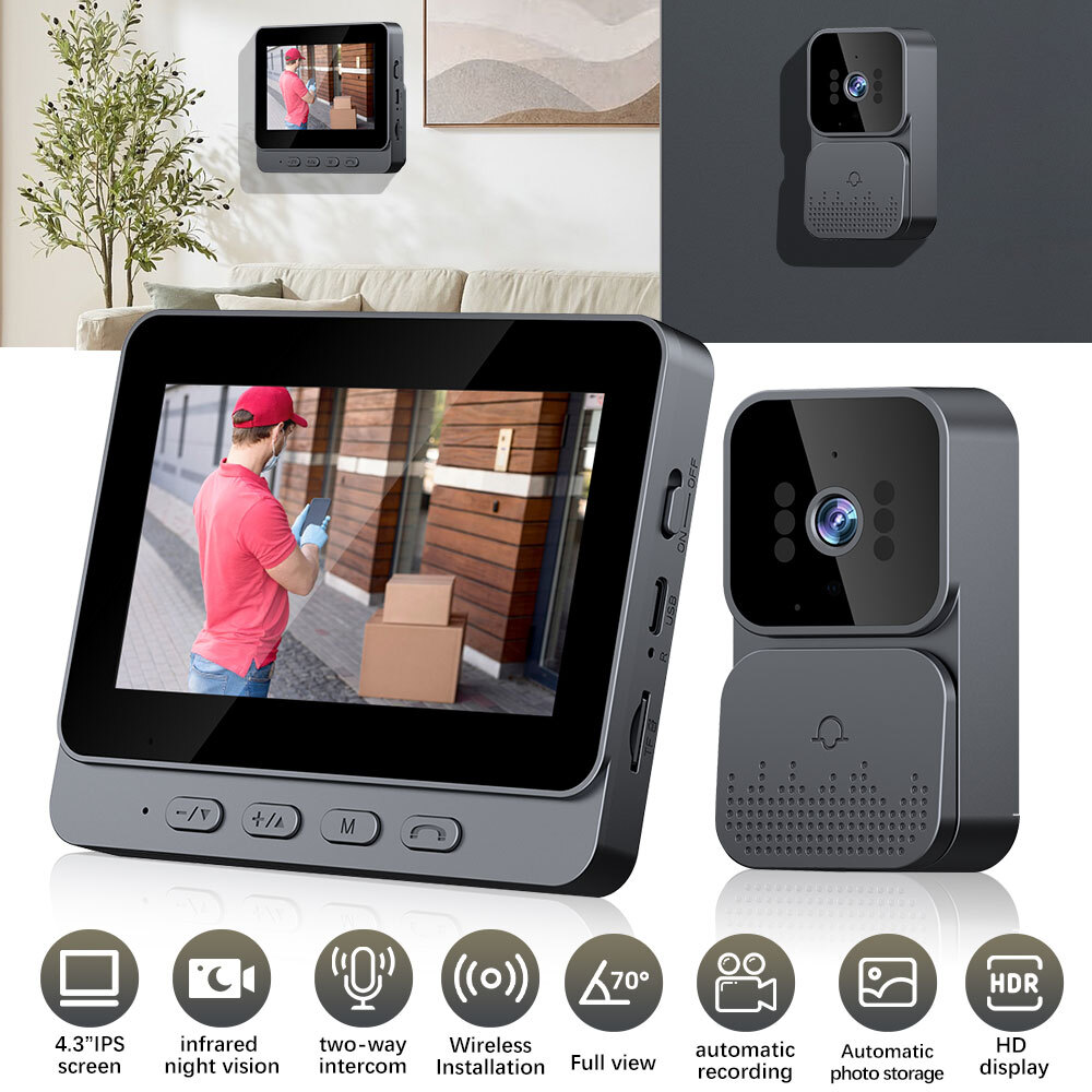 Wireless Security Smart Doorbell Intercom Video Camera Bell Chime Door Ring