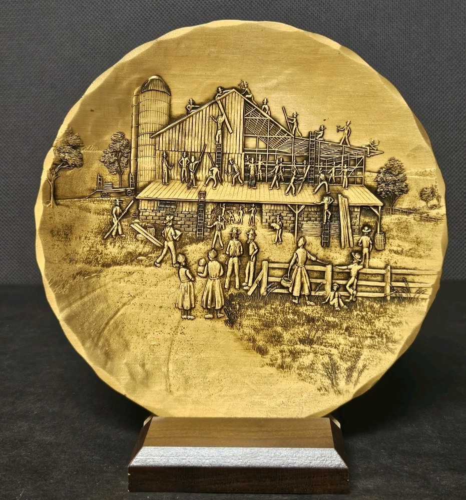 Wendell August 5.75" Amish Construction Home Building Solid Bronze Plate