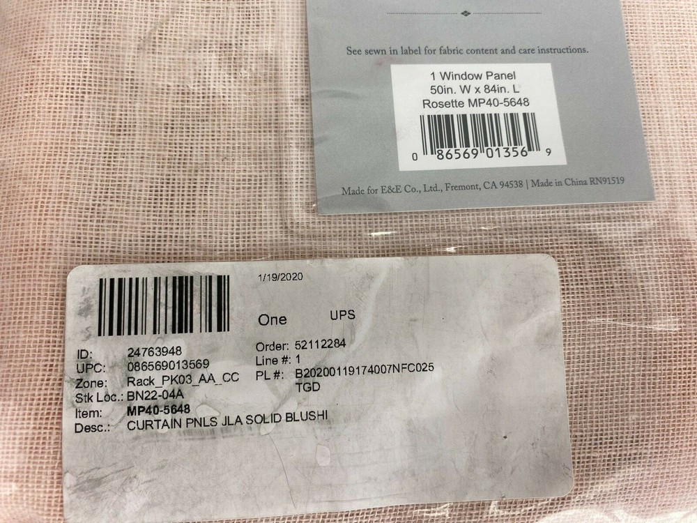 Madison Park Rosette Tab Top Solid Window Curtain Panel Drape 50" x 84” Blush