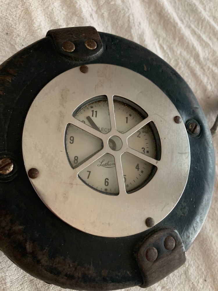 Vintage Lathem WATCHMAN Leather Bound Security Guard CLOCK Untested