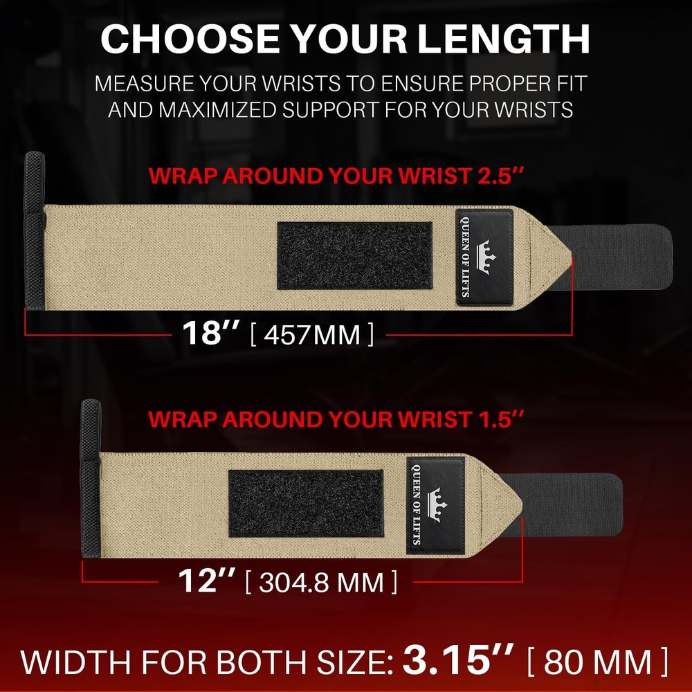 Heavy duty wrist wraps for weightlifting