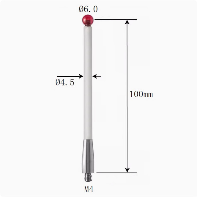 M4 A-5000-3712 CMM Touch Probe Stylus 6mm Ruby Ball CNC Probe Tip Ceramic shaft