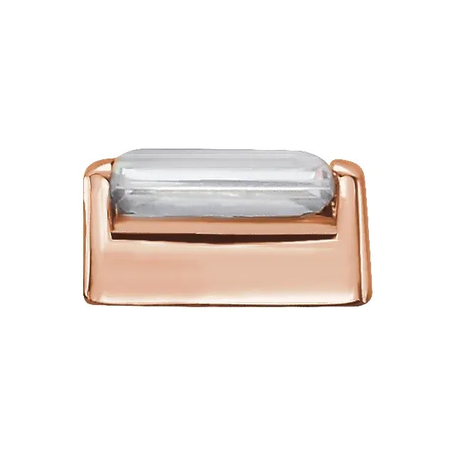 14K Rose Gold Unset Straight Baguette Solid Base Setting