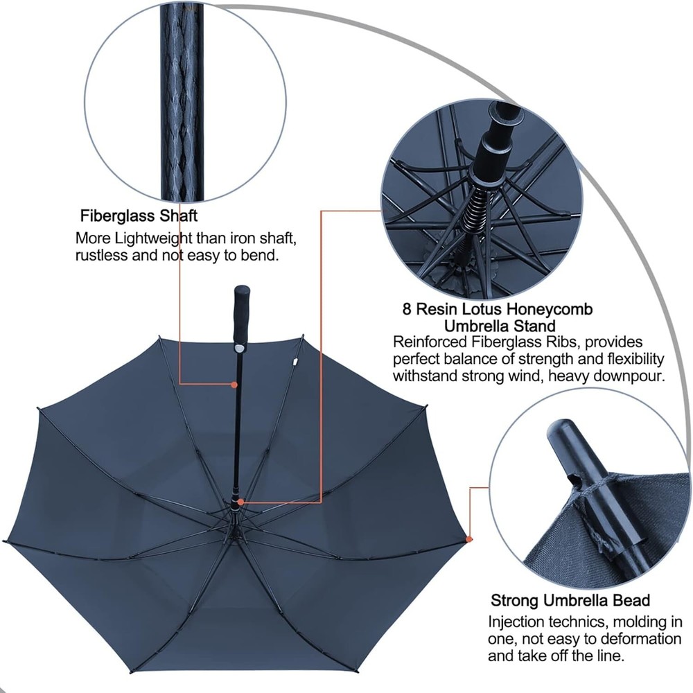 Stylish Automatic Open Golf Umbrella - Windproof, Double Canopy & Lightweight