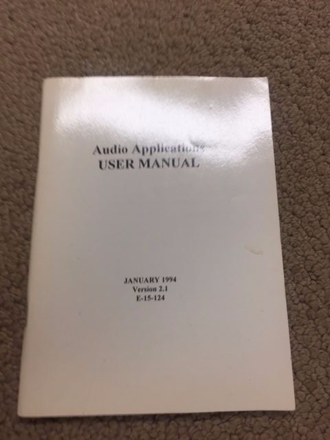 AUDIO APPLICATIONS USER MANUAL JAN 1994 VERSION 2.1 BOOK PAPERBACK- 202