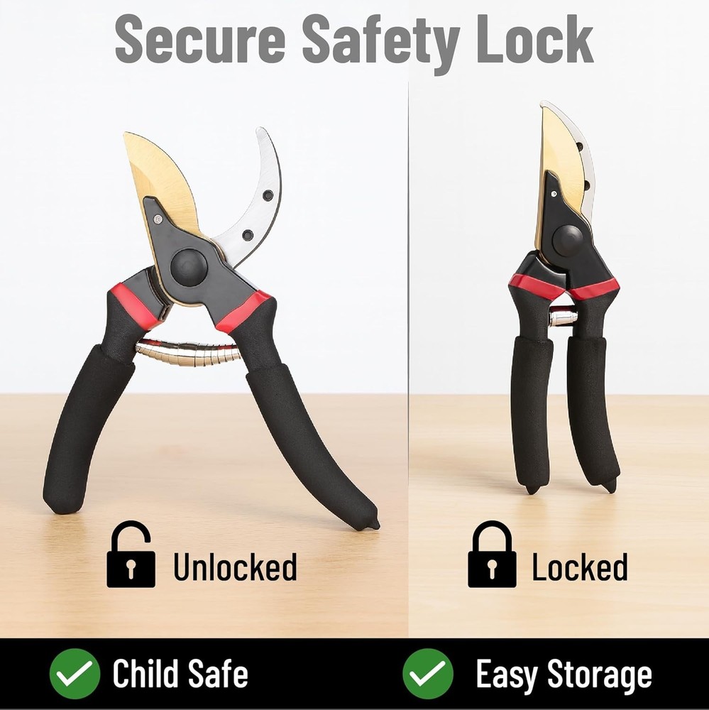 8-Inch Professional Pruning Shears with Titanium Blade - Ergonomic & Lightweight