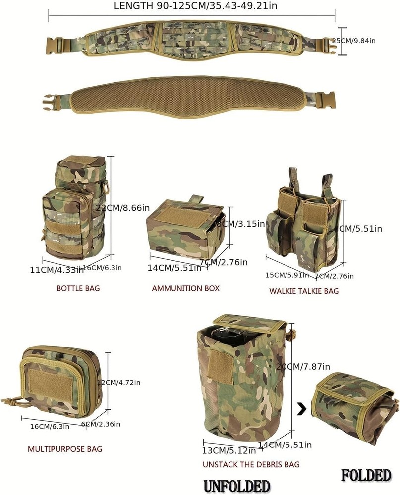 Tactical Belt Quick Release Adjustable Molle Set for Law Enforcement Gear