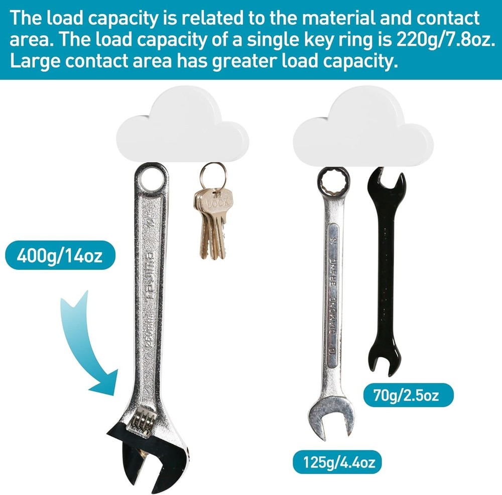 Adhesive Magnetic Key Hanger - Whimsical Cloud Design for Easy Installation