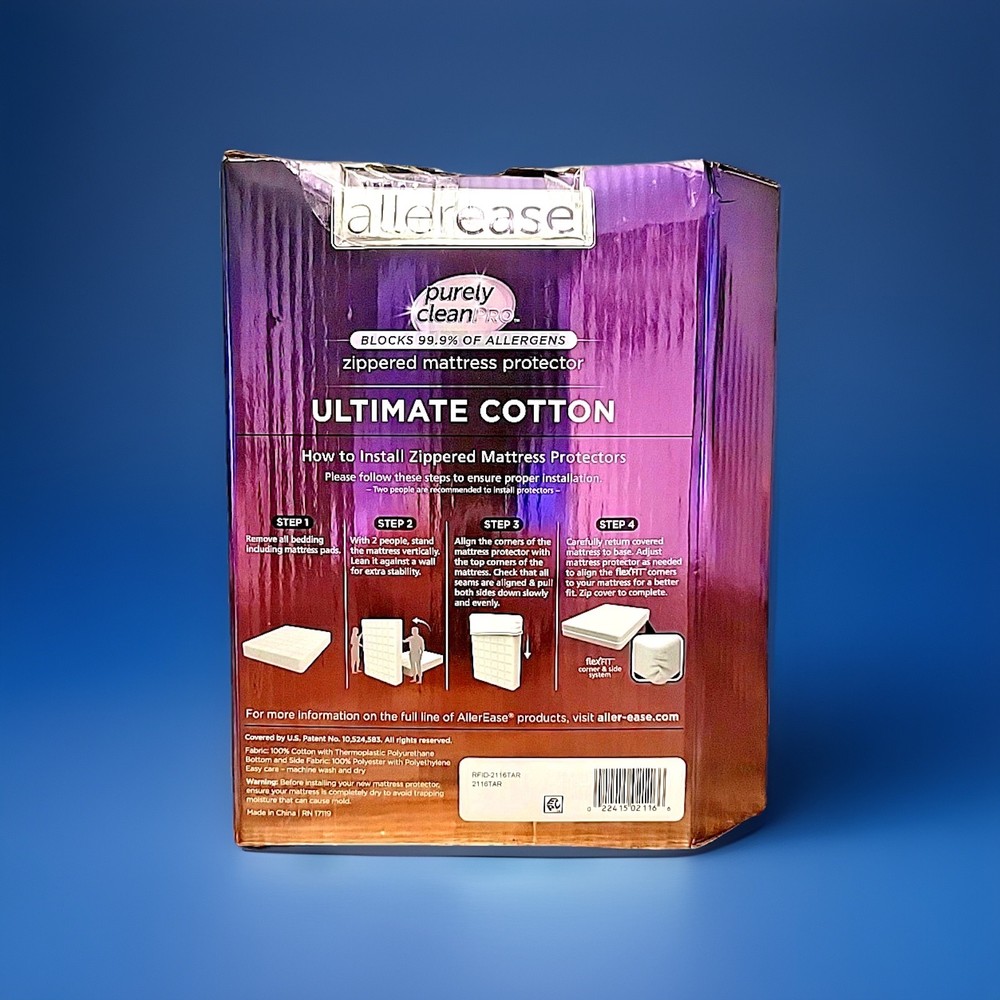 AllerEase Ultimate King Mattress Protector Cotton Waterproof Allergen Barrier