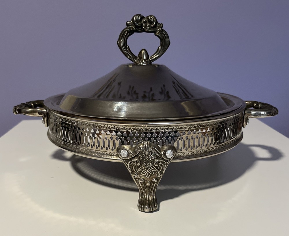 Vintage Silver Plated Server Base & Lid For Casserole Baking Serving Dish