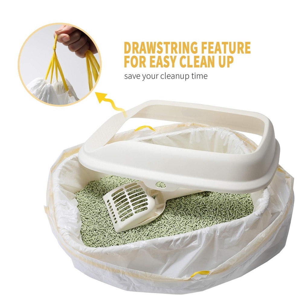 Cat Litter Box Liners, 14 Count Jumbo Extra Durable Large Drawstring Kitty Li...