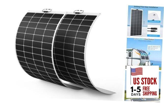 400W Flexible Solar Panel Set (2x200W), Cool-Running White Design, 200W (2PCS)