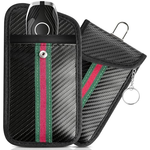2 Pack Faraday Bag for Car Keys, Key Fob Protector Shielding Medium Stripe