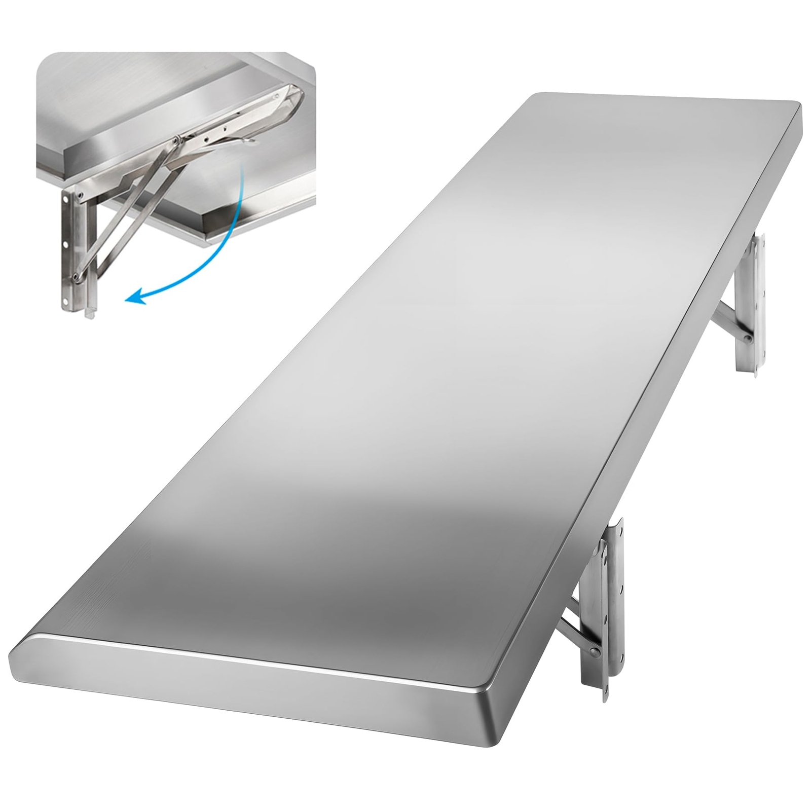 Folding Concession Shelf 36 x 12 Stainless Steel Drop Down Folding Serving