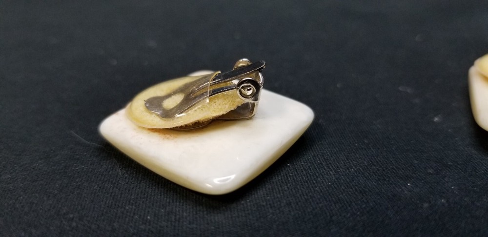 Vintage Natural Scolecite Square Shape Earrings