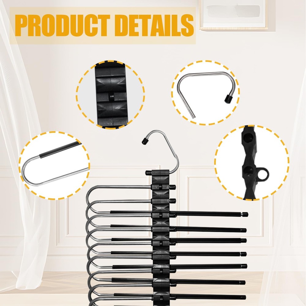 2Pack 9 Layers Foldable Pants Hangers Space Saving Trouser Hanger Multifuncti...