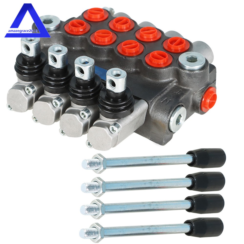 4 Spool Hydraulic Directional Control Valve 11gpm, Double Acting Cylinder BSPP