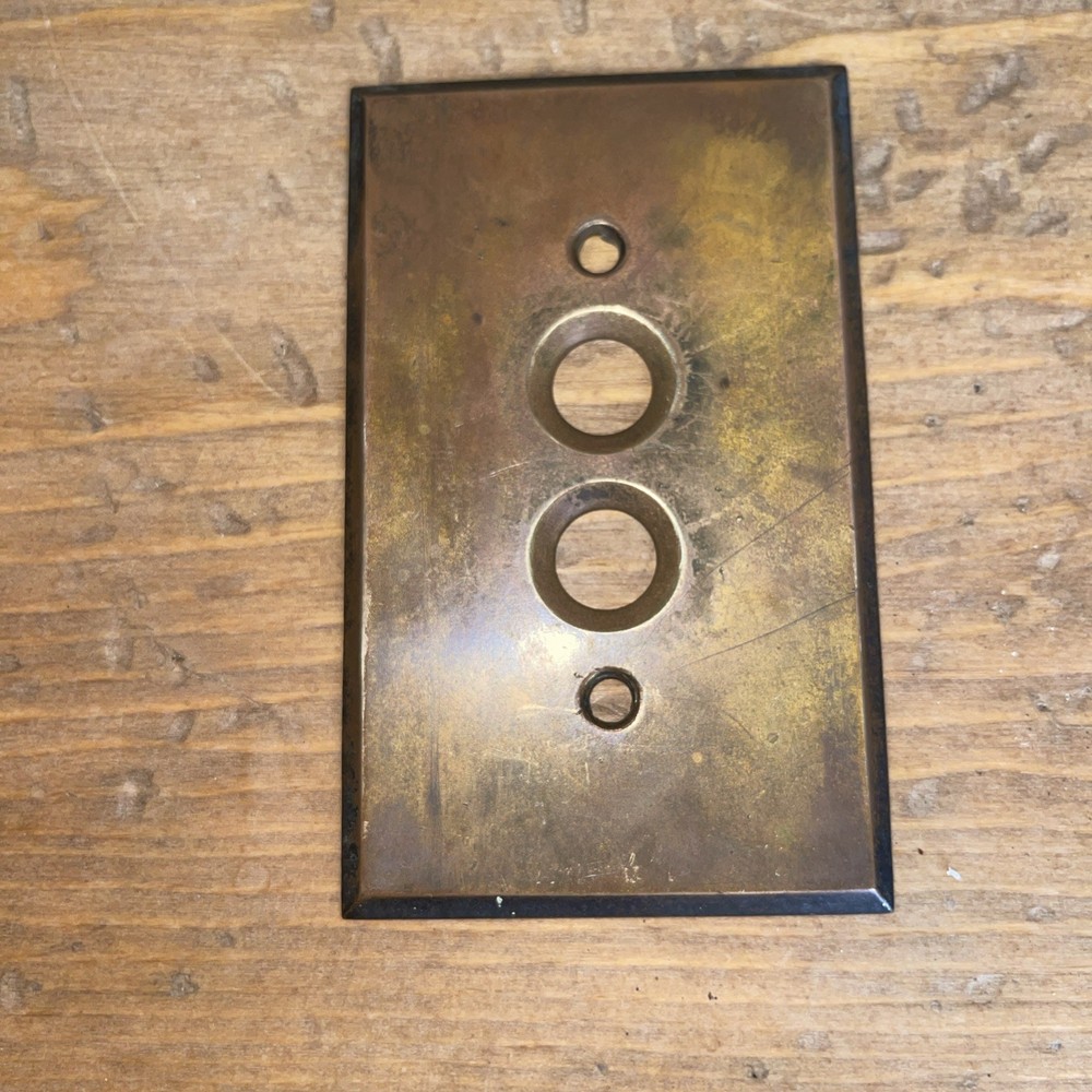 Vintage Brass Perkins Push Button Light Switch Wall Plate Covers  .040 Thick