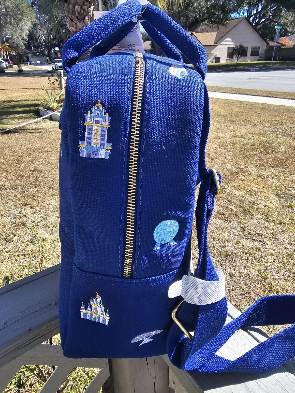 WDW 50th Anniversary Blue Canvas Loungefly Mini Backpack Walt Disney World Parks