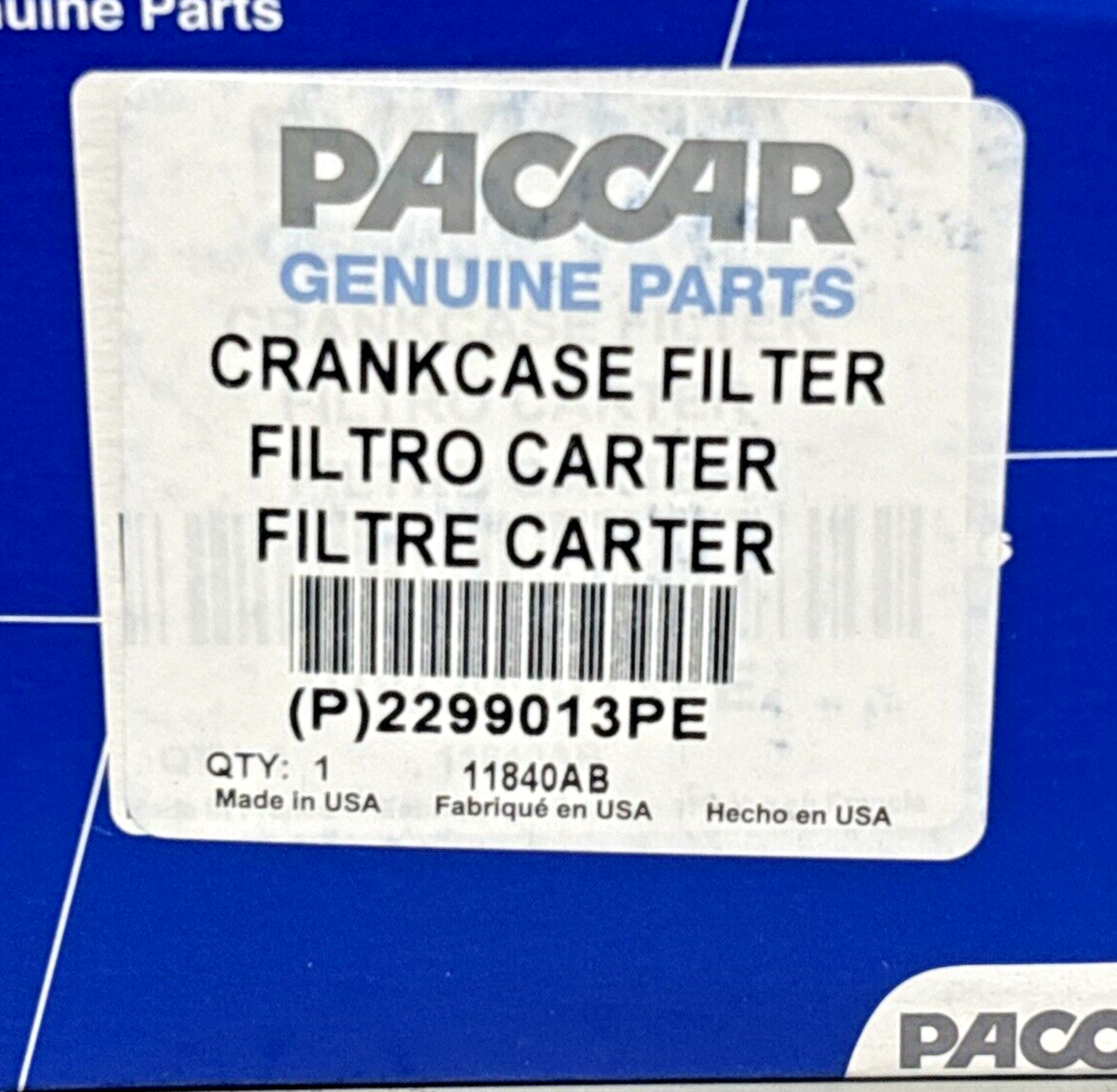~ BRAND NEW PACCAR CRANKCASE CV REPLACEMENT FILTER for a Mx 13 Sf ~ 2299013PE