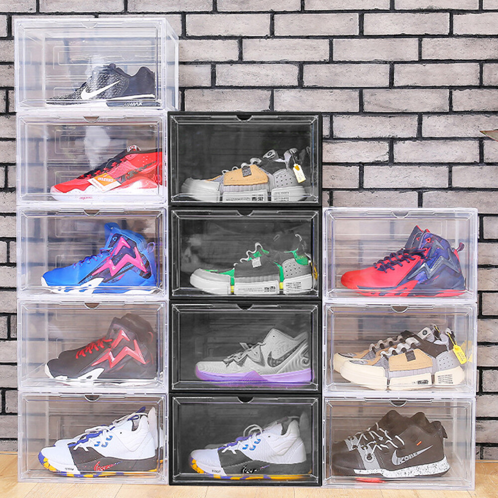4/8/12x Shoe Organizers Box Sneaker Rack Storage PP Clear Boots Shelf Stackable