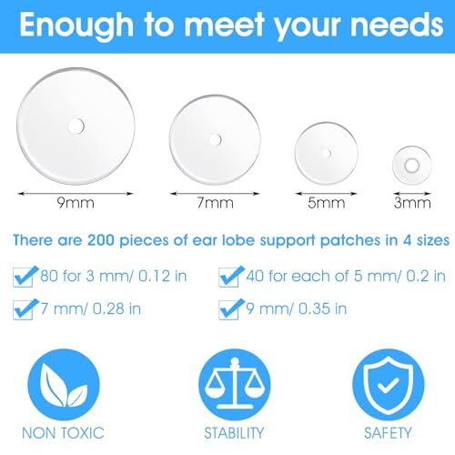 200 Pcs Clear Piercing Discs Earring Backs Plastic Disc Pads Stabilizer