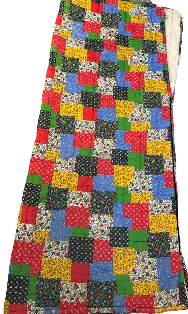 VTG 70s Boho Quilted Patchwork Insulator Sleeping Bag Snug Blanket