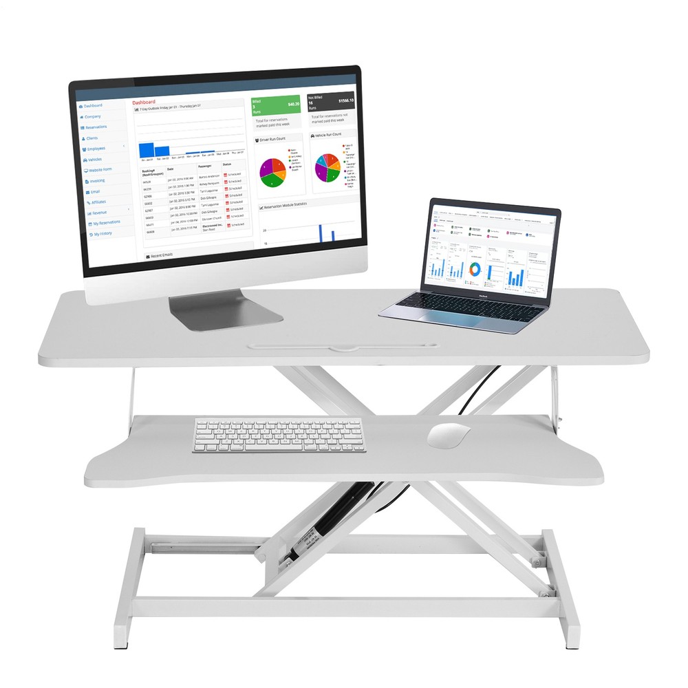 37" Height Adjustable Office Desk Riser Black Standing Desk Converter