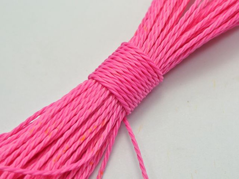 50 Meters Bright Pink Waxed Polyester Twisted Cord 1mm Macrame String Thread