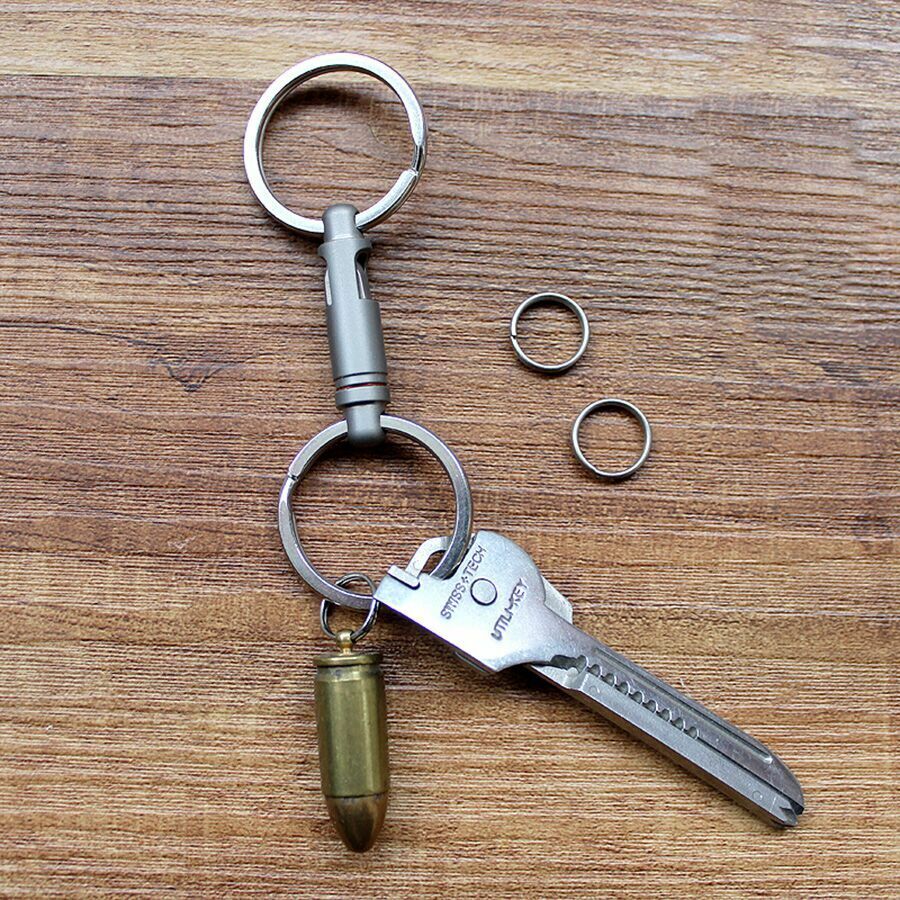 EDC Titanium Alloy Portable Quick Hanging Buckle Elastic Keychain KeyRingPendant