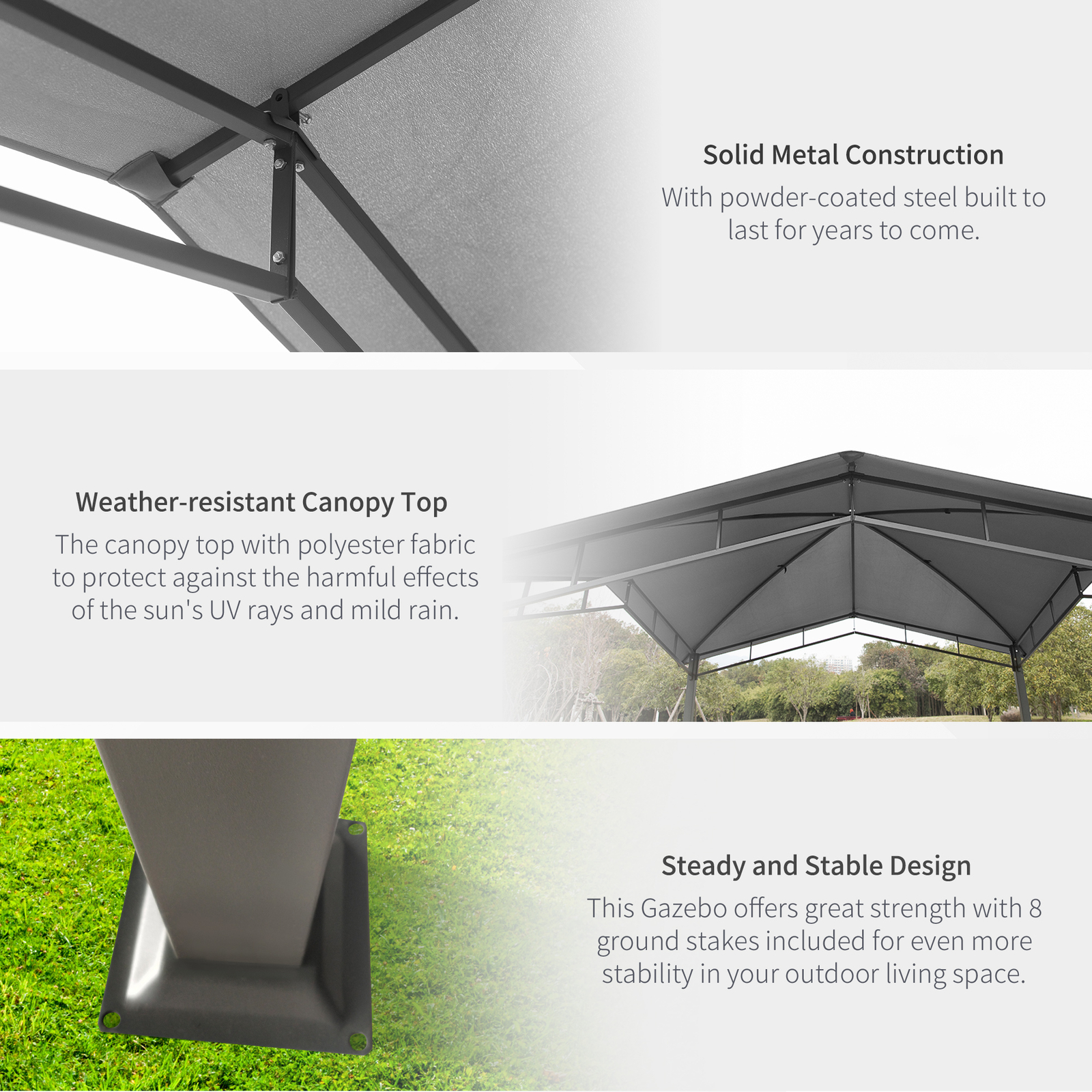 10' x 10' Soft Top Patio Outdoor Canopy Gazebo Tent Steel Fabric Grey