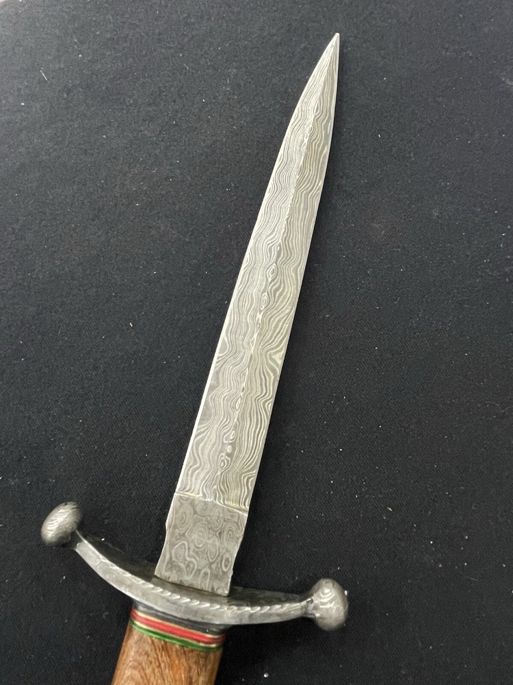 Custom Damascus Blade Dagger Knife with Sheath 9 1/4" Blade