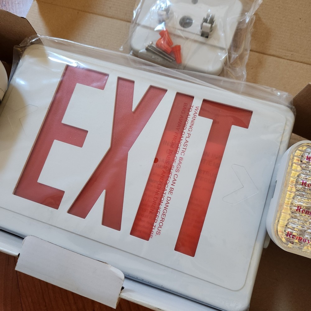 NEW Combo LED Emergency Exit Sign Lighting Fixture with External Lights Open Box