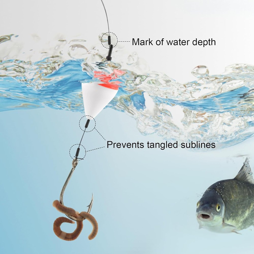 VIPMOON 600 Pieces Fishing Bobber Stops, Float Sinker Large, Black