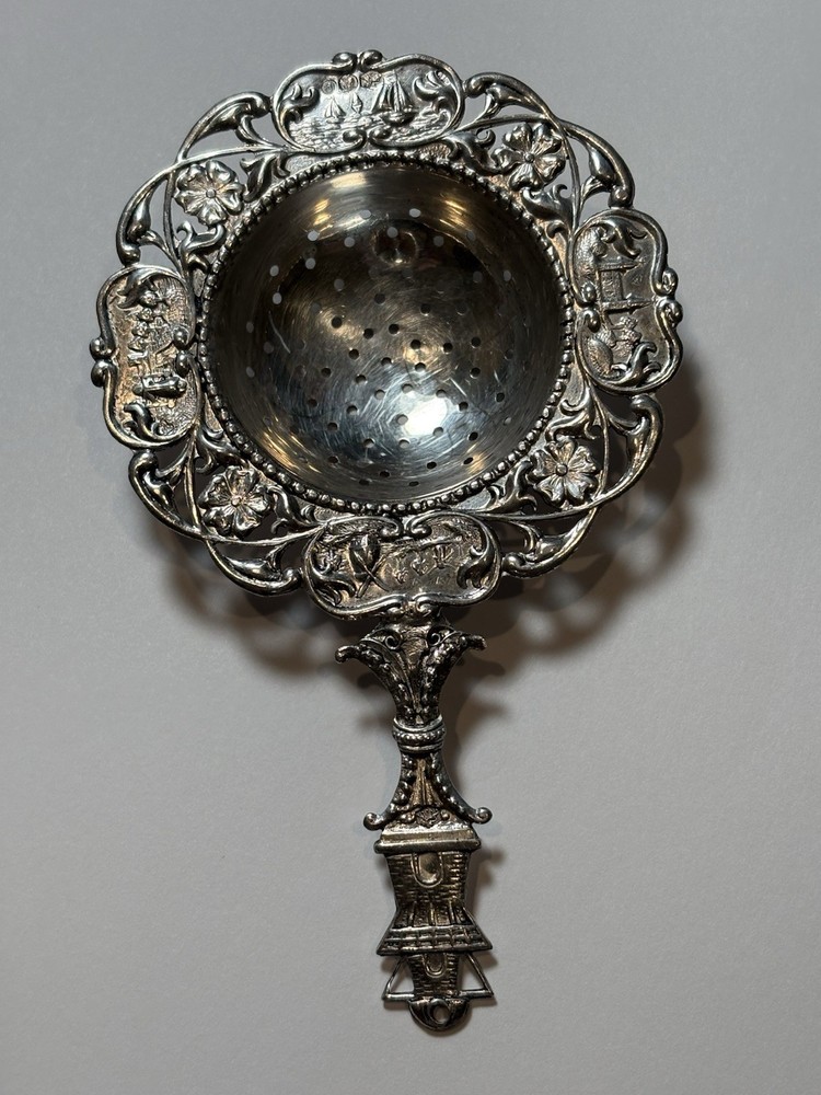 Antique Sterling Silver Tea Strainer – Floral Edge