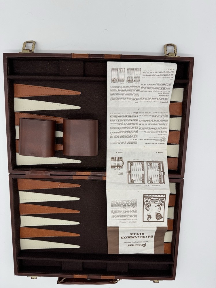 Vintage Pressman Backgammon Set Portable Leatherette Case