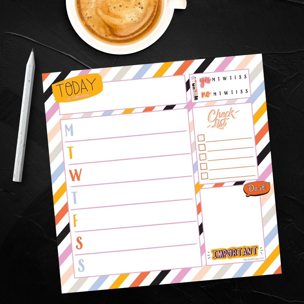 Super Stripe Weekly 7.75 x 7.75 Square Schedule Pad