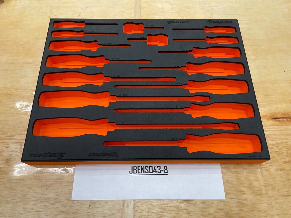 Snap-on Tools ORANGE FOAM ORGANIZER for 16pc Soft Grip Screwdriver Set FMSGD01BO