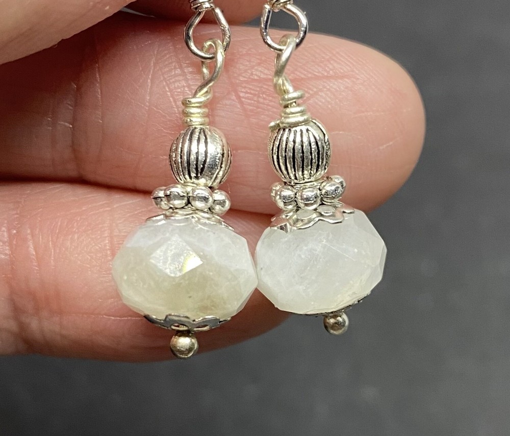 Blue Moonstone Genuine Stone Handmade Earrings
