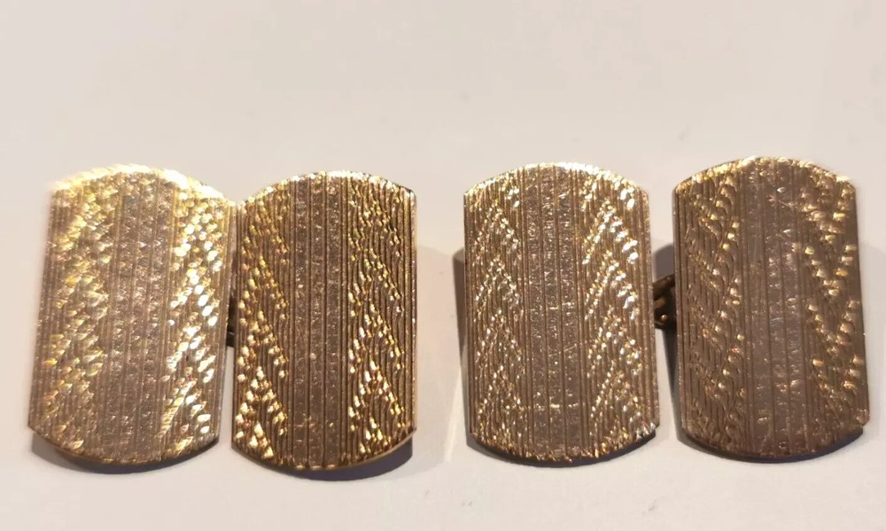 Vintage Art Deco 10ct Front Cuff Links