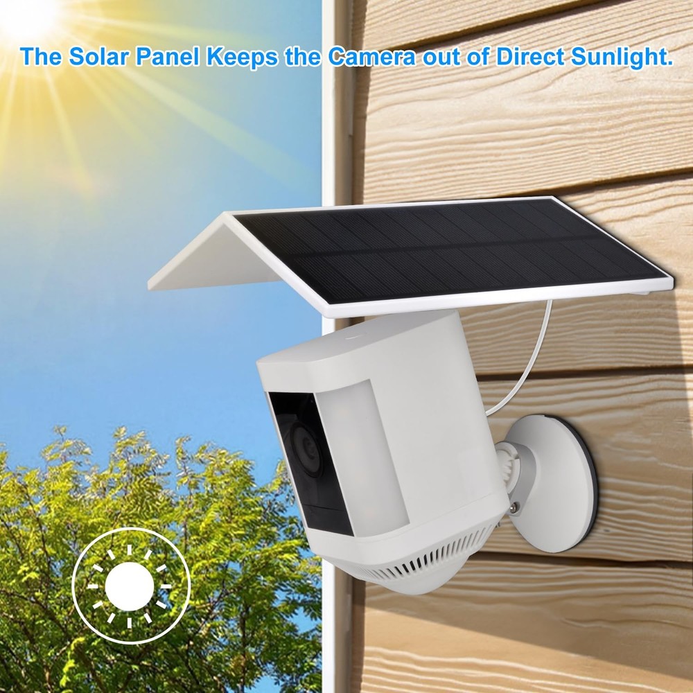 Solar Panel for Security Camera compatible with Ring Spotlight Cam White
