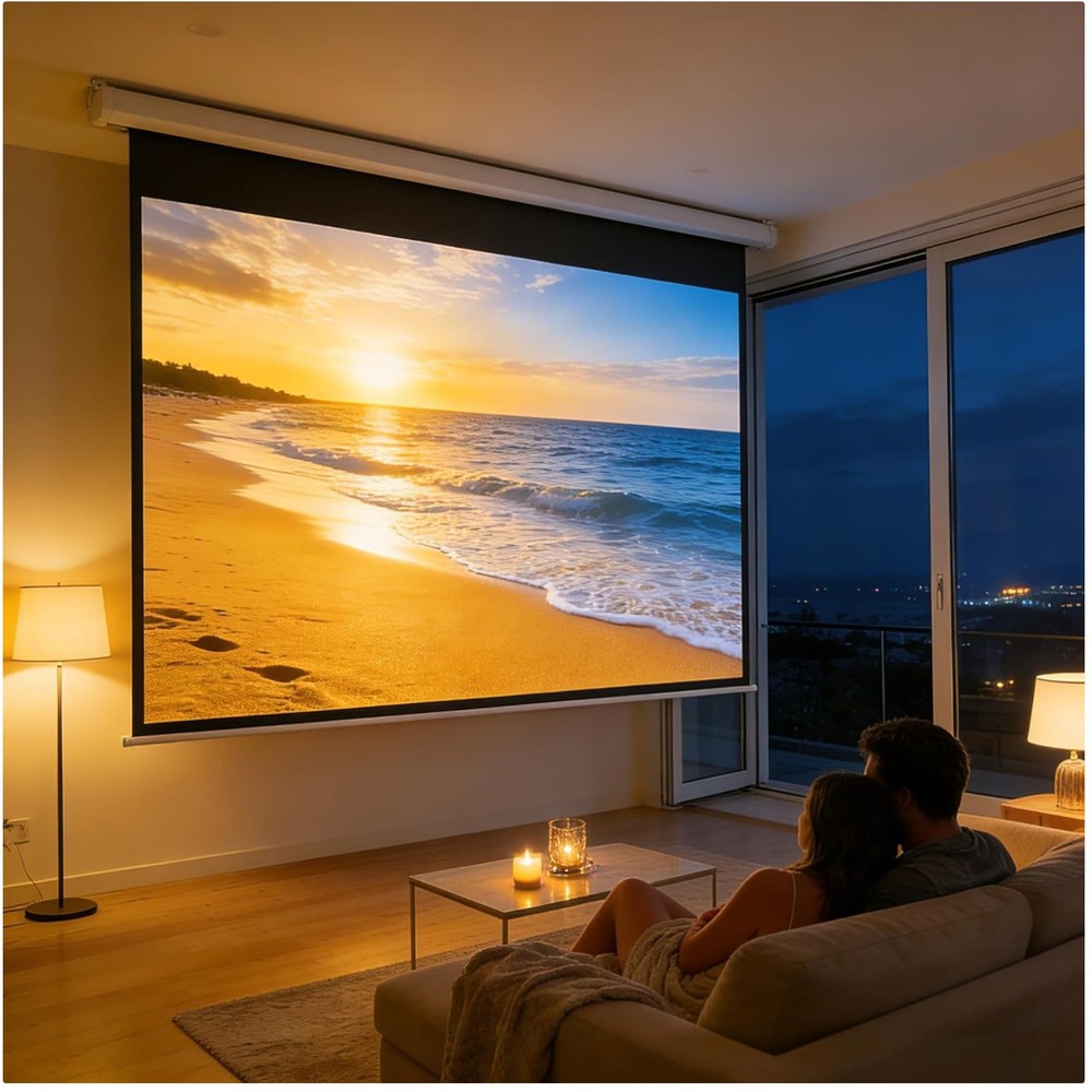 Ceiling Wall 72" Motorized Projector Screen, 16:9, 4K HD