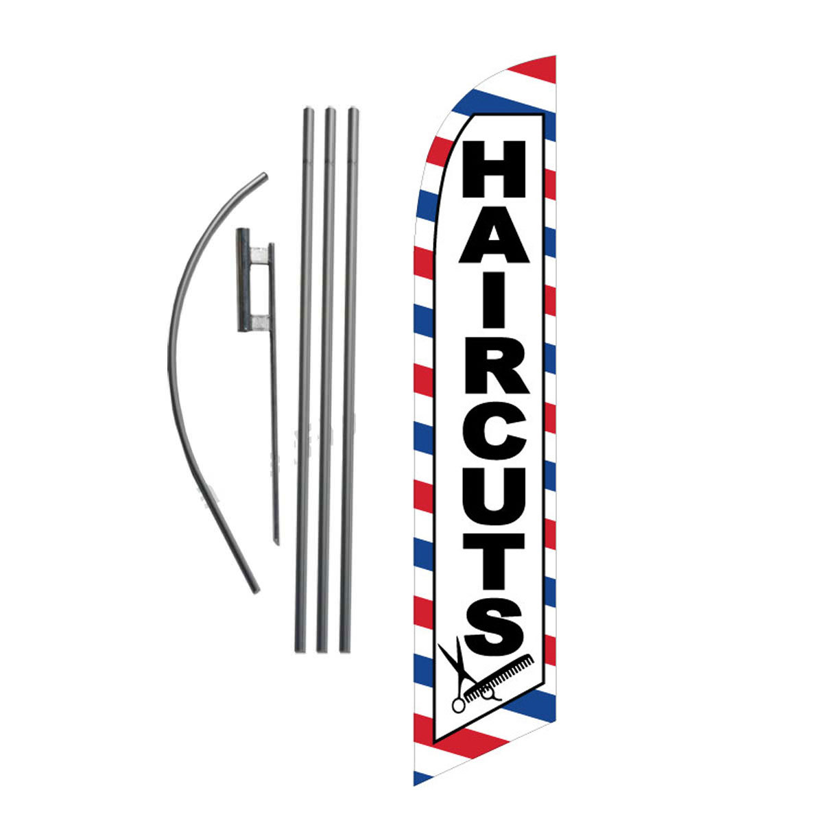 NEW Haircuts 15' Feather Banner Swooper Flag Kit with pole+spike barbor shop