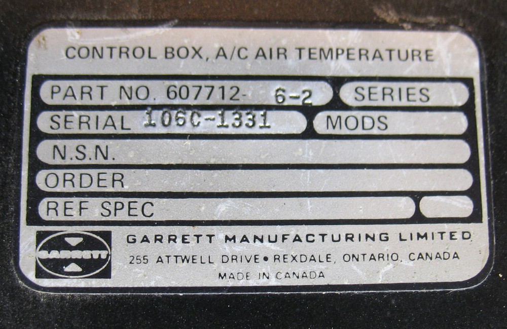 2 Air Temp Control Boxes 607712-6-2