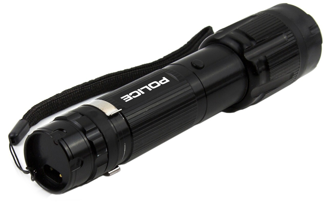 POLICE Stun Gun 1159 700BV Heavy Duty Metal Rechargeable LED Flashlight